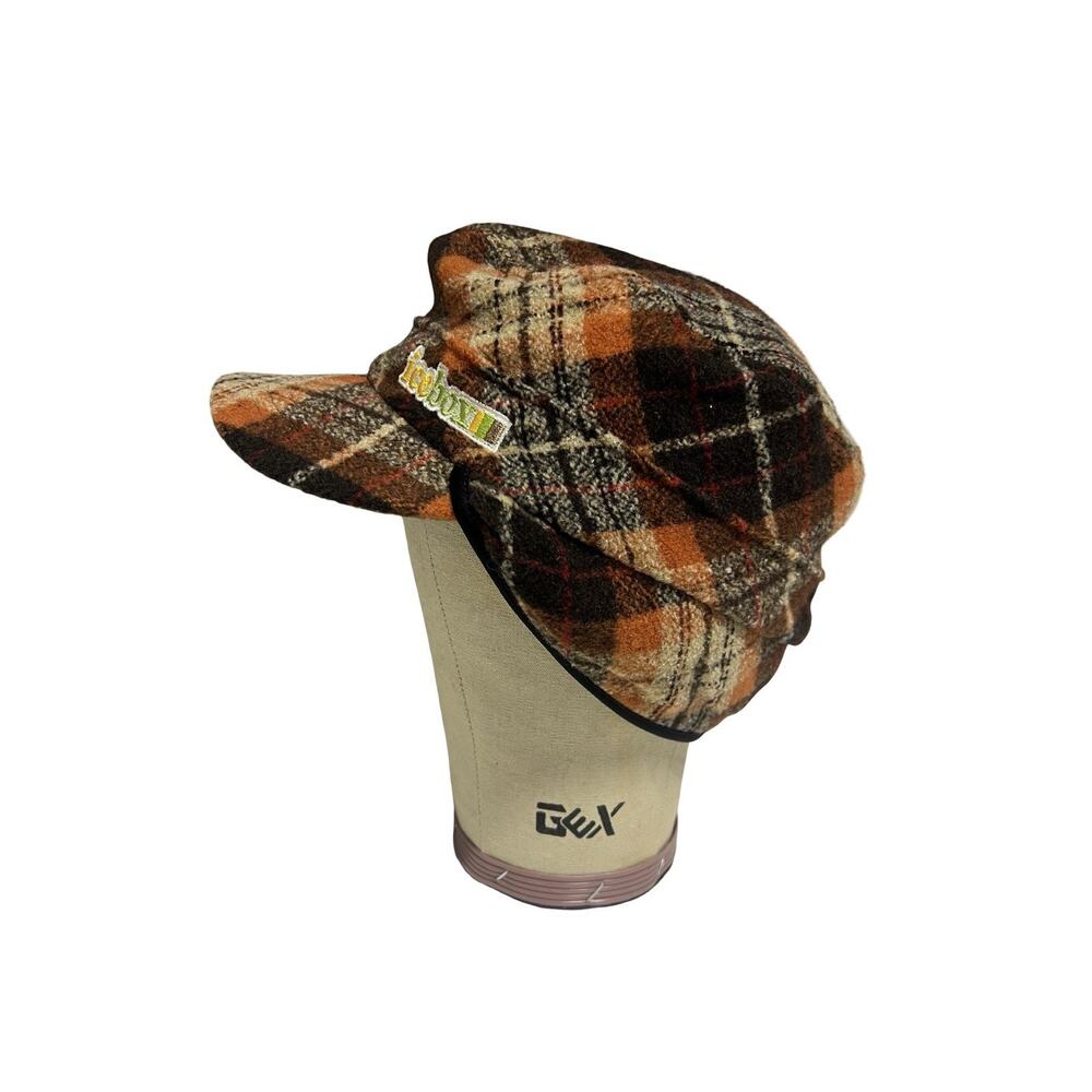 Xob Hat Icebox Orange Wool Plaid Earflap Trapper Winter Hat USA Made